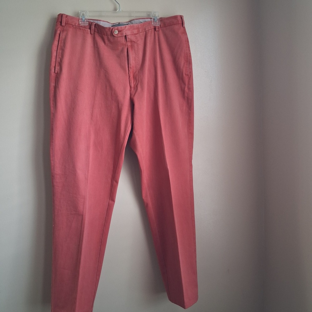 Peter Millar Salmon Coral Chino Pants Flat Front Trousers Casual Dress Slacks
